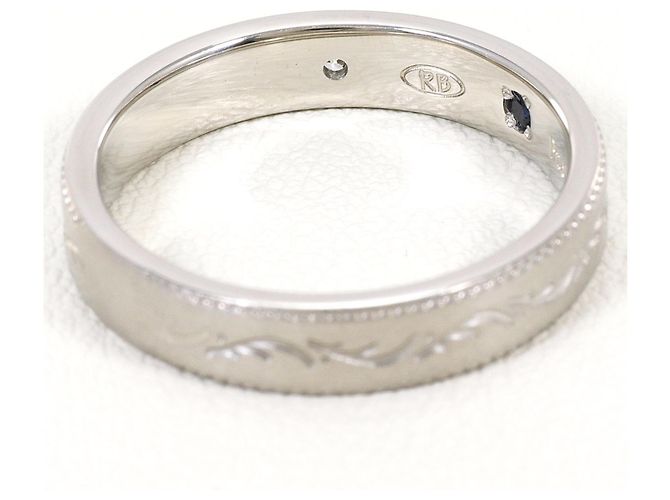 Autre Marque Anello fede in platino 900 con diamante e zaffiro - vista 4