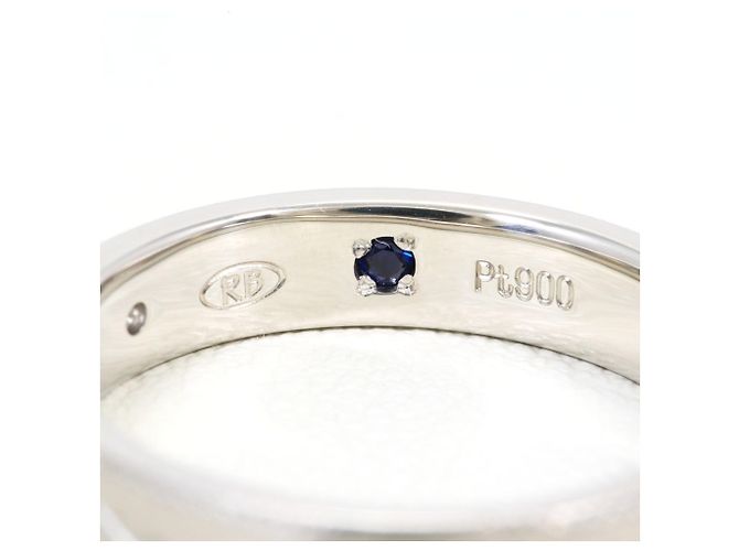 Autre Marque Anello fede in platino 900 con diamante e zaffiro - vista 5
