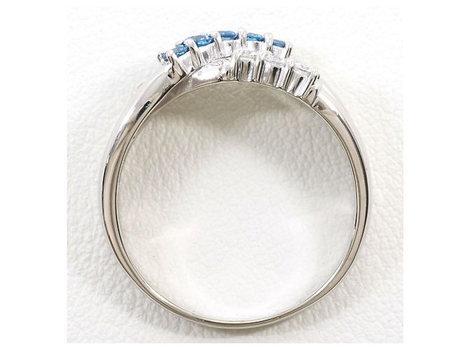 Autre Marque Anello fede in platino e diamanti blu - vista 3