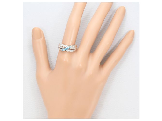 Autre Marque Anello fede in platino e diamanti blu - vista 7