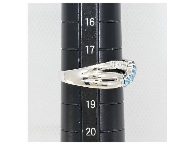 Autre Marque Anello fede in platino e diamanti blu - vista 8