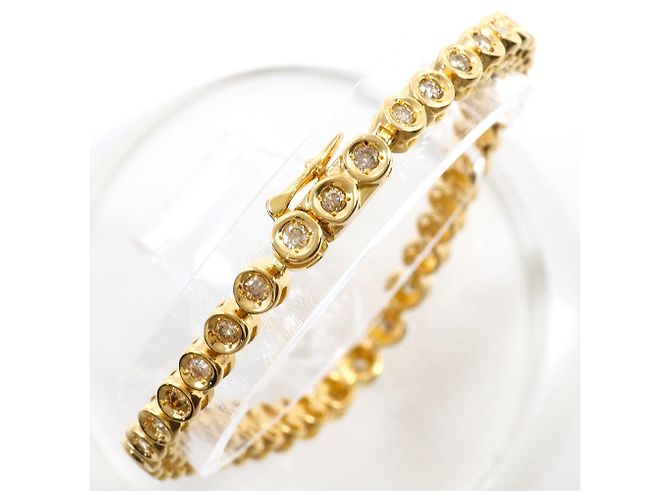Autre Marque 18K Yellow Gold Charm Bracelet with Diamonds Brown Golden - view 3