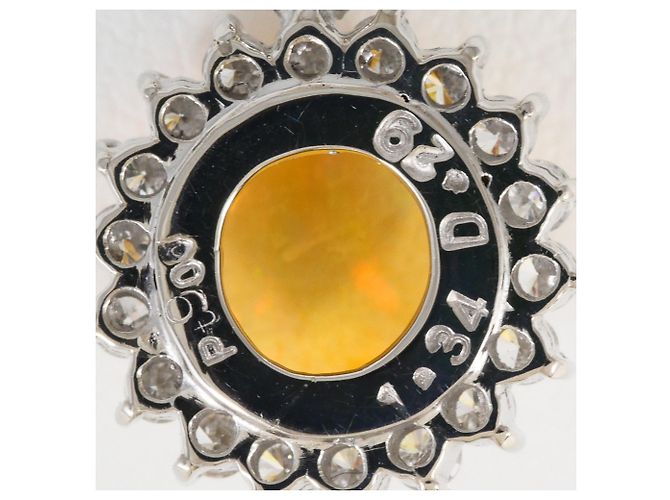 Autre Marque Collana in platino con opale di fuoco e diamanti - vista 5