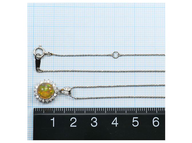 Autre Marque Collana in platino con opale di fuoco e diamanti - vista 6