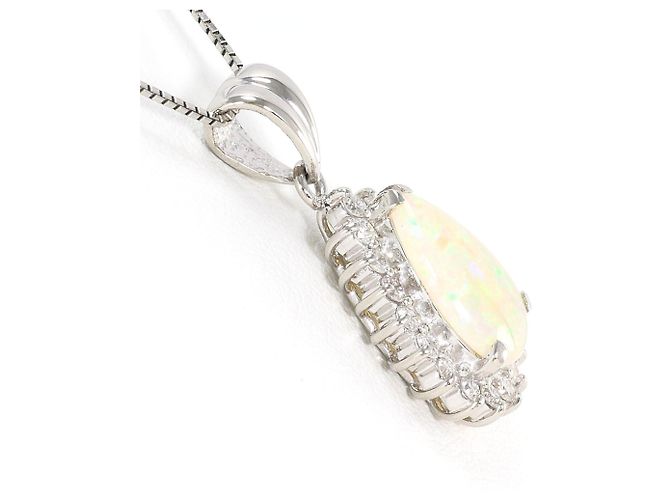 Autre Marque Platin-Halskette mit Opal und Diamanten - Ansicht 3