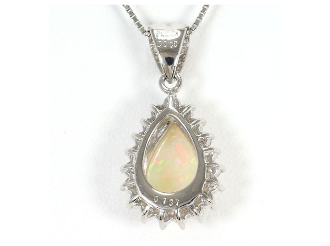 Autre Marque Platin-Halskette mit Opal und Diamanten - Ansicht 4
