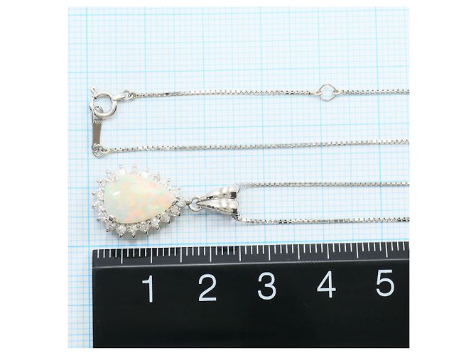 Autre Marque Platin-Halskette mit Opal und Diamanten - Ansicht 7