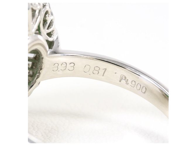 Autre Marque Anel Aliança de Platina com Jade e Diamante - vista 5