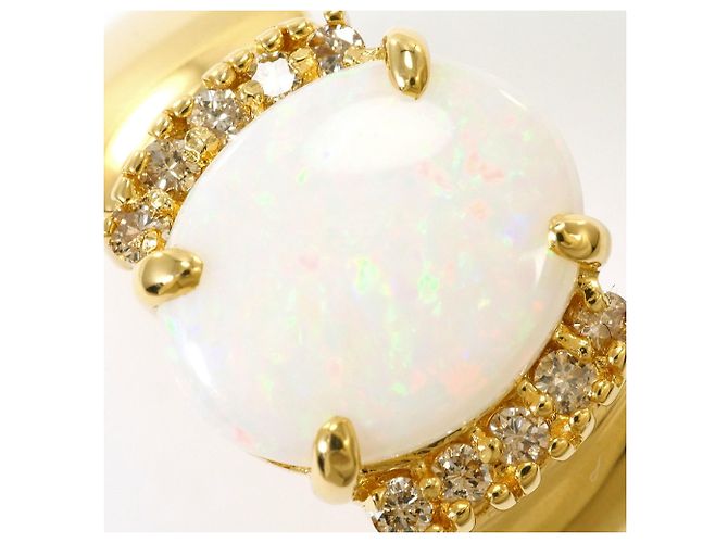 Autre Marque Bandring aus 18K Gelbgold mit Opal und Diamant Golden - Ansicht 2