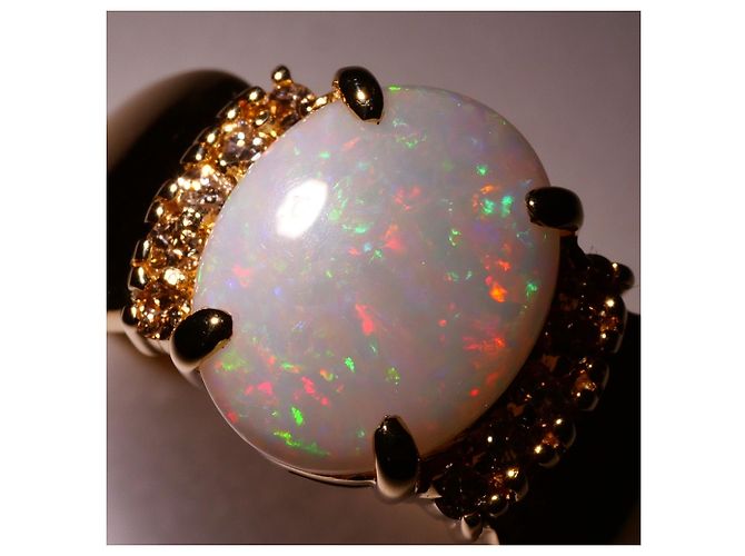 Autre Marque Bandring aus 18K Gelbgold mit Opal und Diamant Golden - Ansicht 3