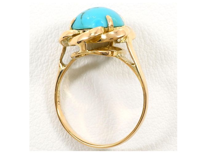 Autre Marque Ringband aus 20K Gelbgold mit Türkis Golden - Ansicht 3