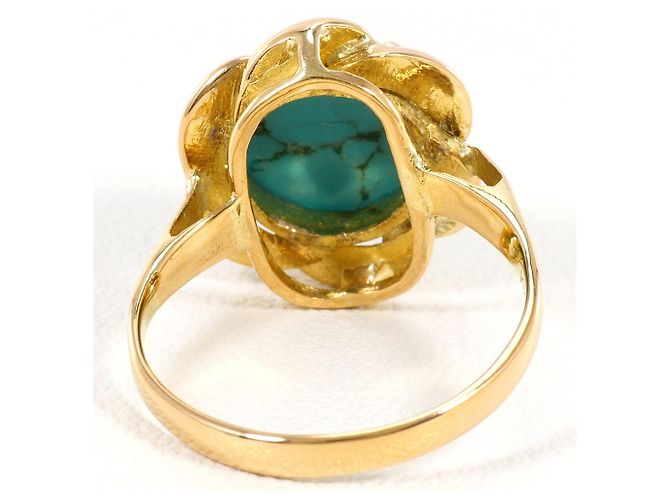 Autre Marque Ringband aus 20K Gelbgold mit Türkis Golden - Ansicht 4