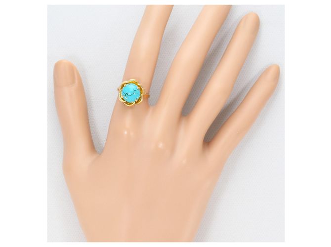 Autre Marque Ringband aus 20K Gelbgold mit Türkis Golden - Ansicht 6