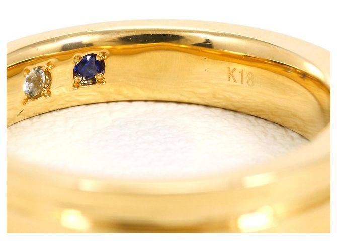 Autre Marque Anello a fascia in oro giallo 18K con pietra naturale D'oro - vista 4