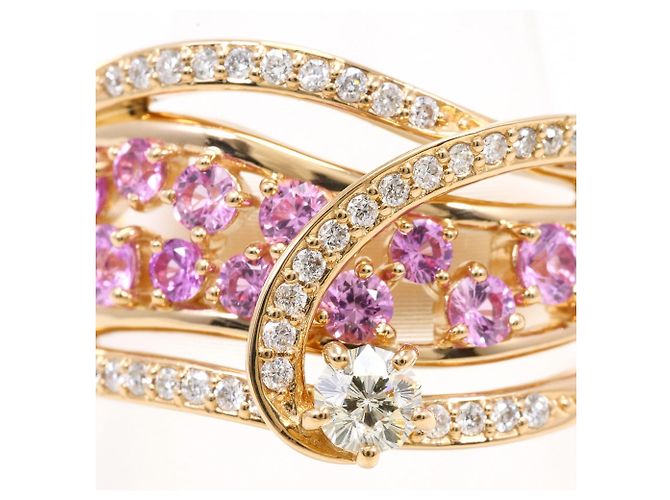 Autre Marque Ehering aus 18K Roségold mit Saphir und Diamant Golden - Ansicht 2