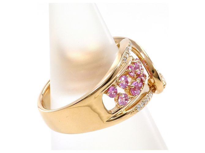Autre Marque Ehering aus 18K Roségold mit Saphir und Diamant Golden - Ansicht 3