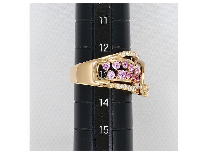 Autre Marque Ehering aus 18K Roségold mit Saphir und Diamant Golden - Ansicht 8
