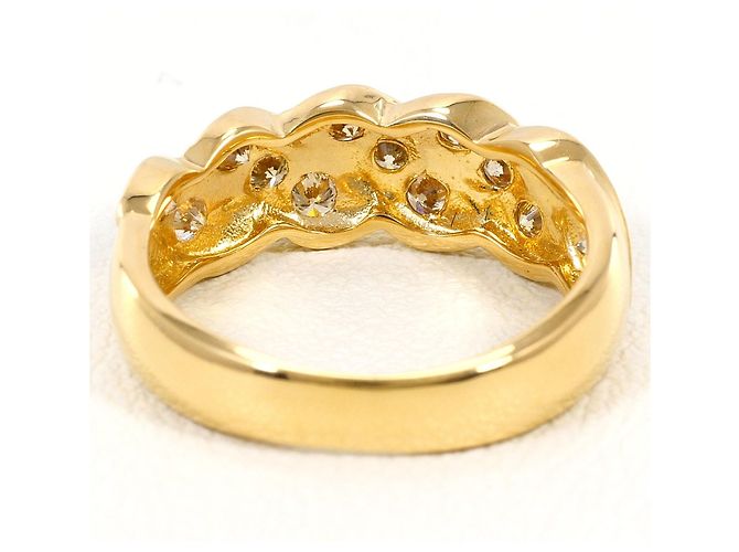 Autre Marque Anello a fascia in oro giallo 18K con diamante brown Marrone D'oro - vista 4