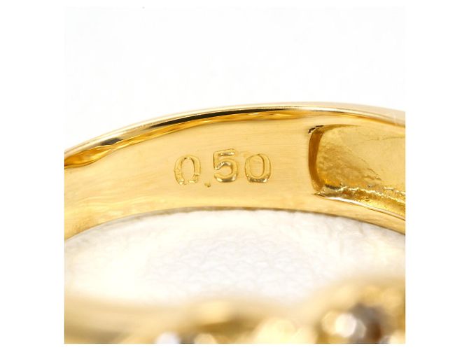Autre Marque Anello a fascia in oro giallo 18K con diamante brown Marrone D'oro - vista 6