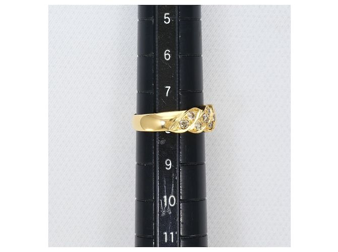 Autre Marque Anello a fascia in oro giallo 18K con diamante brown Marrone D'oro - vista 8