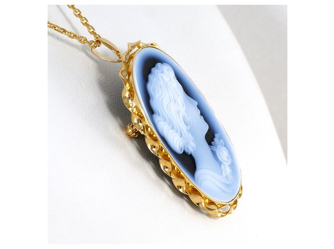 Autre Marque Collana in oro giallo 18K con cammeo in pietra D'oro - vista 2