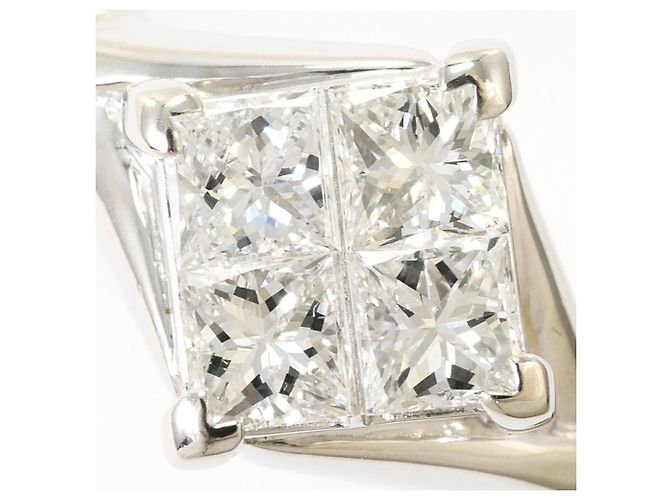 Autre Marque Anel aliança de platina com diamante - vista 2
