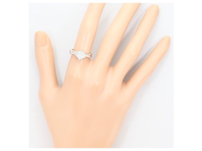 Autre Marque Anel aliança de platina com diamante - vista 7