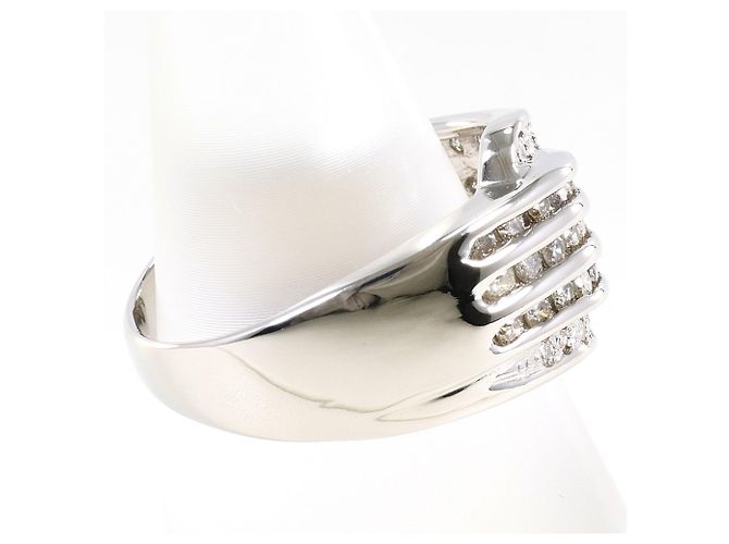 Autre Marque Anello fede in platino e diamanti - vista 3