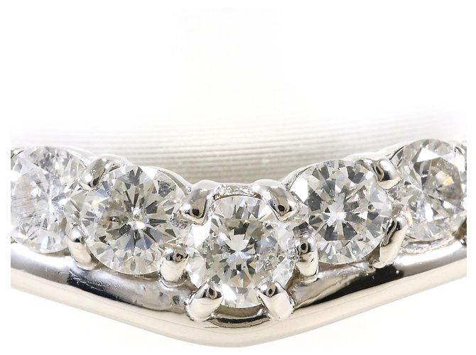 Autre Marque Anel aliança de platina com diamante - vista 2