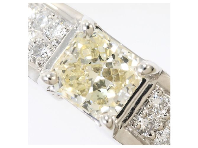 Autre Marque Bague Anneau en Platine avec Diamant Jaune - vue 2