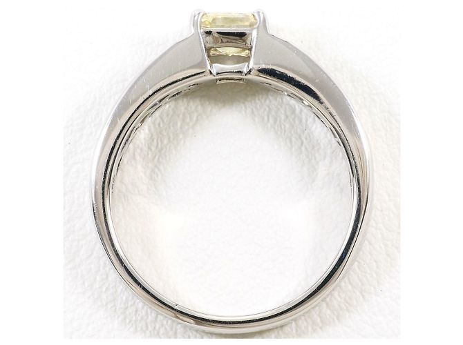 Autre Marque Bague Anneau en Platine avec Diamant Jaune - vue 3