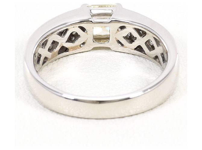 Autre Marque Bague Anneau en Platine avec Diamant Jaune - vue 4