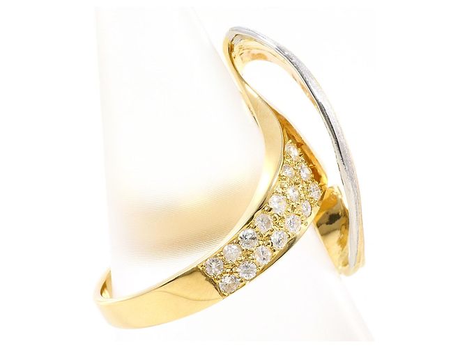 Autre Marque Anello fede in platino PT900 e oro giallo 18K con diamante D'oro - vista 3