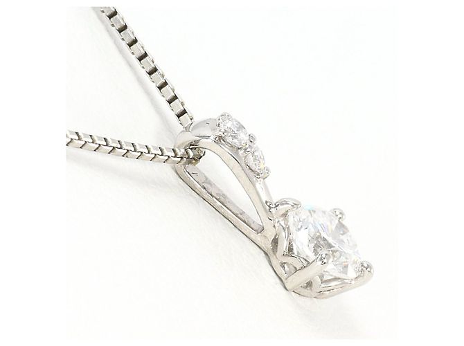 Autre Marque Platinhalskette mit Diamantanhänger - Ansicht 2