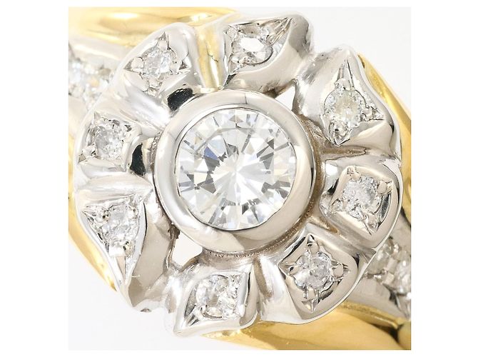 Autre Marque Anello fede in platino e oro giallo con diamanti D'oro - vista 2