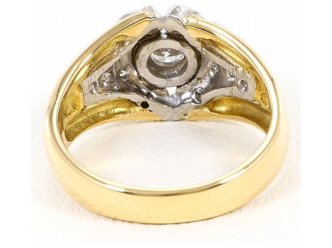 Autre Marque Anello fede in platino e oro giallo con diamanti D'oro - vista 4
