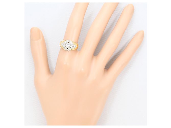 Autre Marque Anello fede in platino e oro giallo con diamanti D'oro - vista 7