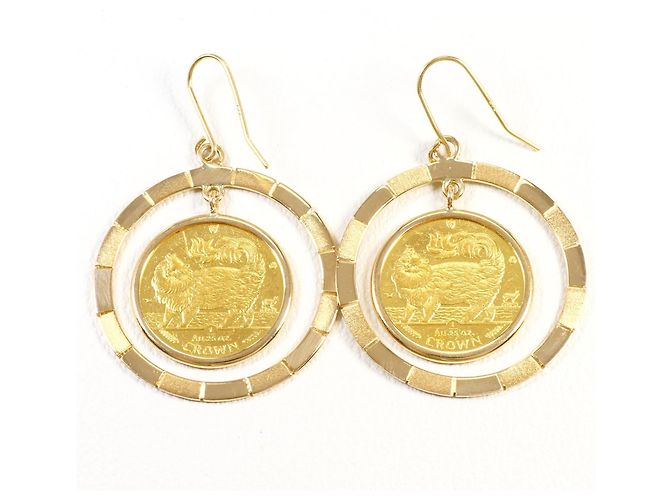 Autre Marque Pendientes colgantes de oro amarillo 24K K24 Dorado - vista 3