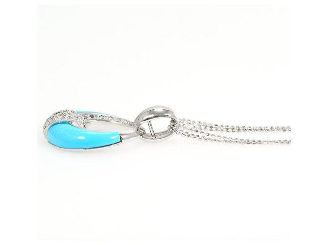 Autre Marque Collar de oro blanco 18K con turquesa y diamante Dorado - vista 2