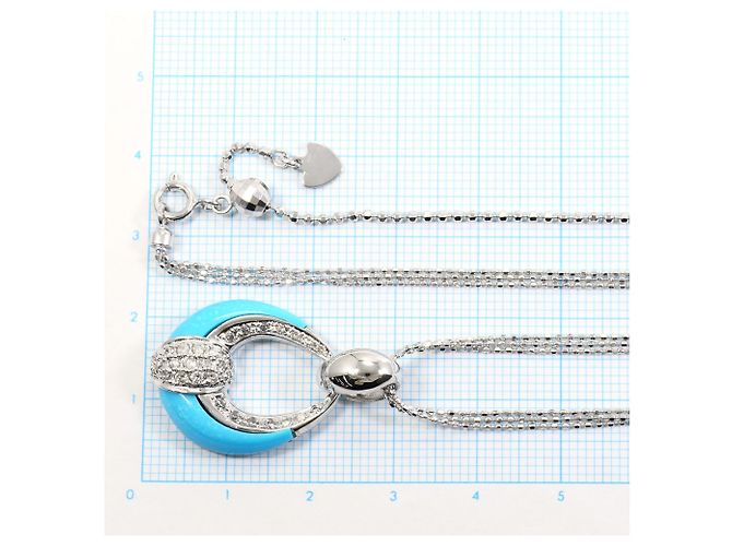 Autre Marque Collar de oro blanco 18K con turquesa y diamante Dorado - vista 5