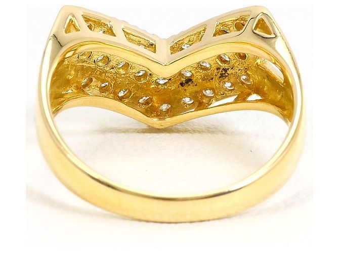 Autre Marque Anello a fascia in oro giallo 18K con diamante D'oro - vista 4