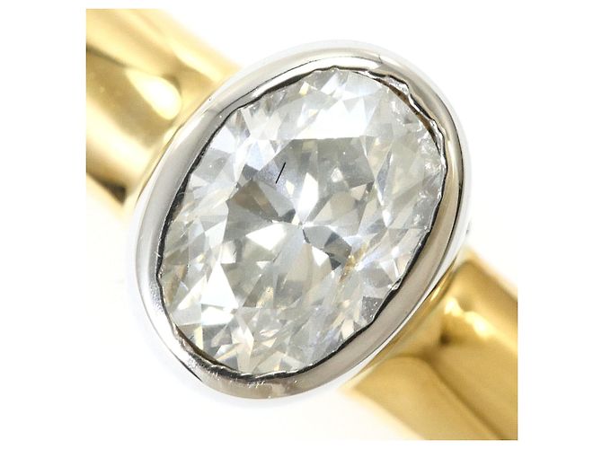 Autre Marque Anello fede in oro giallo 18K e platino con diamante D'oro - vista 2