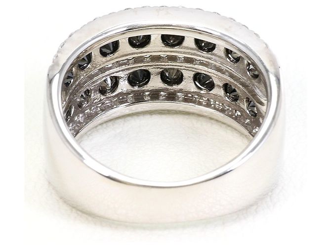 Autre Marque Anello fede in oro bianco 14K con diamante nero D'oro - vista 4