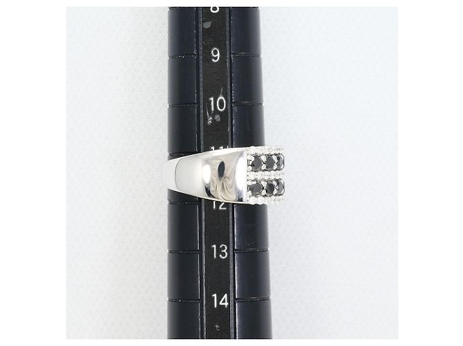 Autre Marque Anello fede in oro bianco 14K con diamante nero D'oro - vista 8