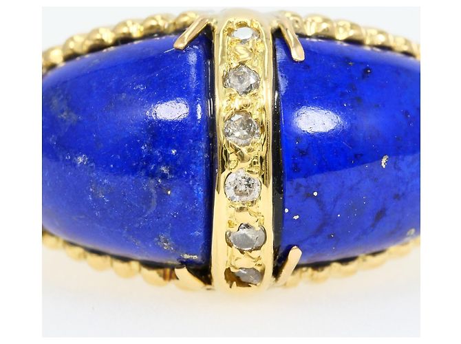 Autre Marque Bandring aus 18K Gelbgold mit Diamant und Lapislazuli Golden - Ansicht 2