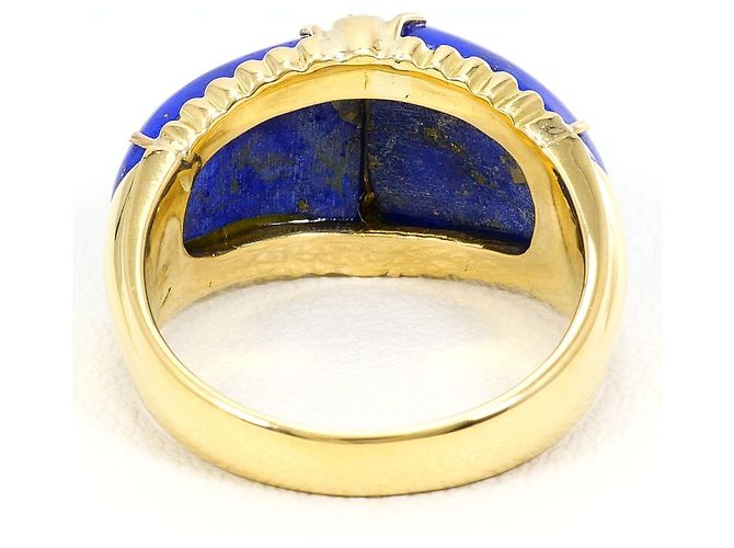 Autre Marque Bandring aus 18K Gelbgold mit Diamant und Lapislazuli Golden - Ansicht 4