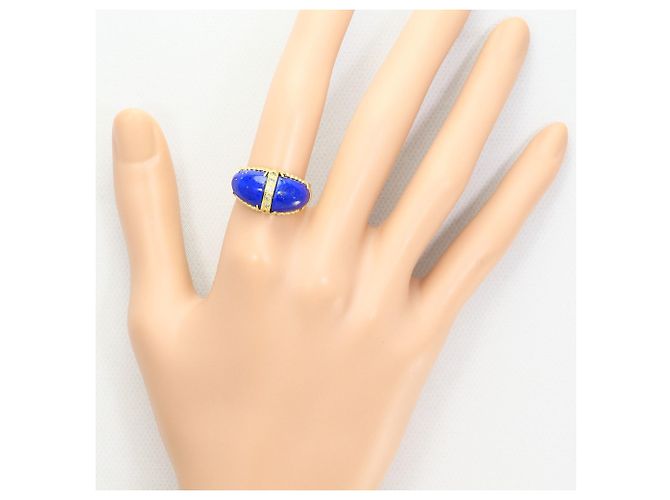 Autre Marque Bandring aus 18K Gelbgold mit Diamant und Lapislazuli Golden - Ansicht 6