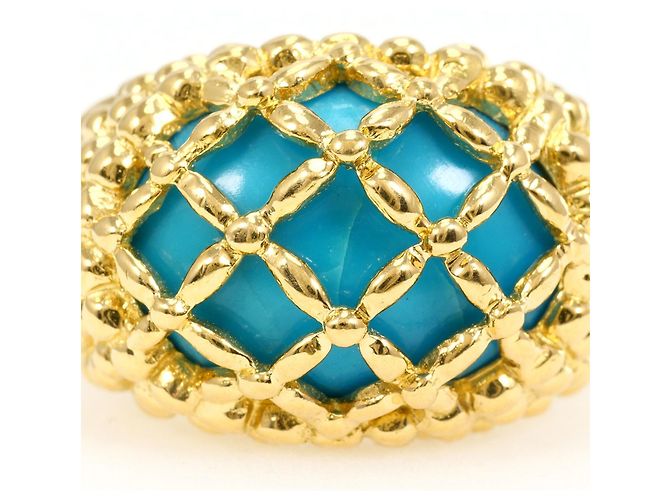Autre Marque Anillo banda de oro amarillo 18K con turquesa Dorado - vista 2