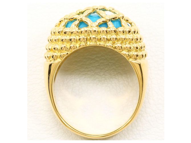 Autre Marque Anillo banda de oro amarillo 18K con turquesa Dorado - vista 3