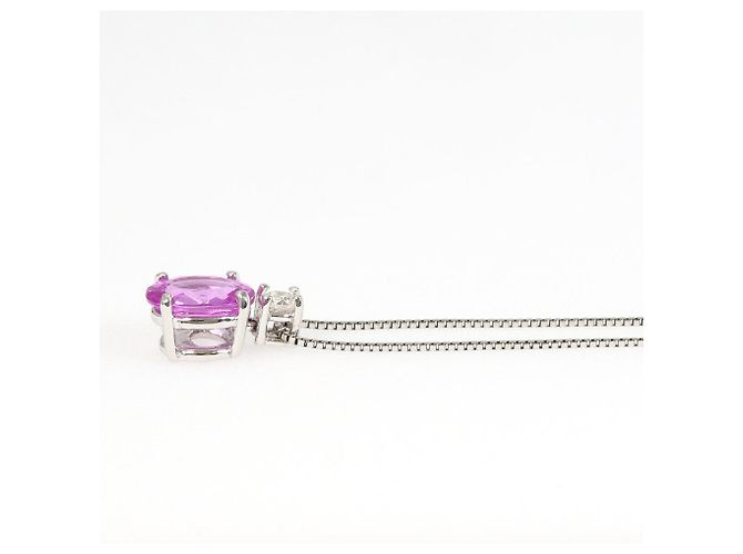 Autre Marque Collana in platino PT900 con zaffiro rosa e diamante - vista 2